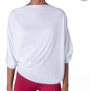 ROLAND MOURET Pink Larissa Draped Active Jersey Top XS NWT